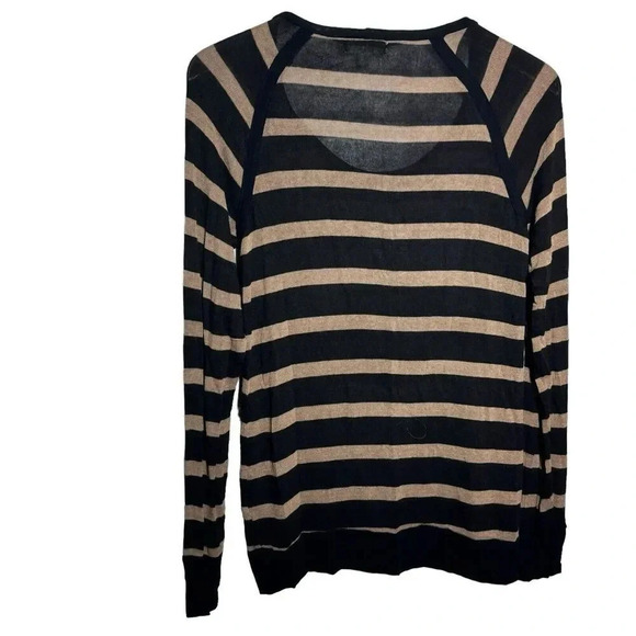 LNA Revolve Striped Long Sleeve scoop neck sweater knit top size Small Black tan - Picture 5 of 9
